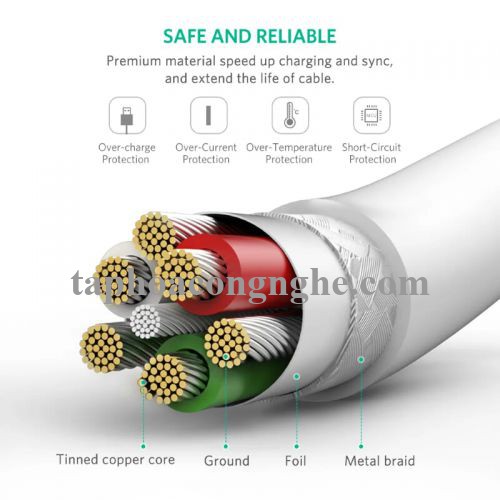 Ugreen 30542 0.5M màu Hồng Cáp USB-A sang Micro USB + USB-C cao cấp US177 30030542